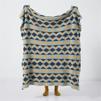 HKM-795283 Knitted Geometric Pattern Blanket - Soft Half Velvet Sofa Throw, 120x150CM in Mixed Color