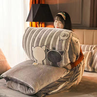 HKM-795283 Warm Carved Crystal Velvet Four-Piece Bed Sheet Set with Flannel Blanket in Light Gray