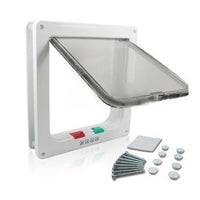 HKM-795731 4-Way Lockable Cat Flap Door with Anti-Draught Brush-Lined Edge, ABS Plastic, Suitable for Small Dogs, Pink and Black Options