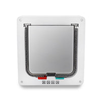 HKM-795731 4-Way Lockable Cat Flap Door with Anti-Draught Brush-Lined Edge, ABS Plastic, Suitable for Small Dogs, Pink and Black Options