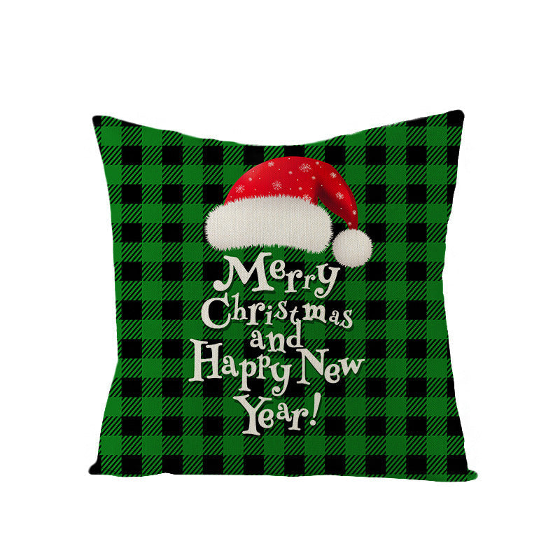 HKM-795731 Nordic Style Green Series Linen Christmas Pillow Cover, 45x45cm, Various Patterns