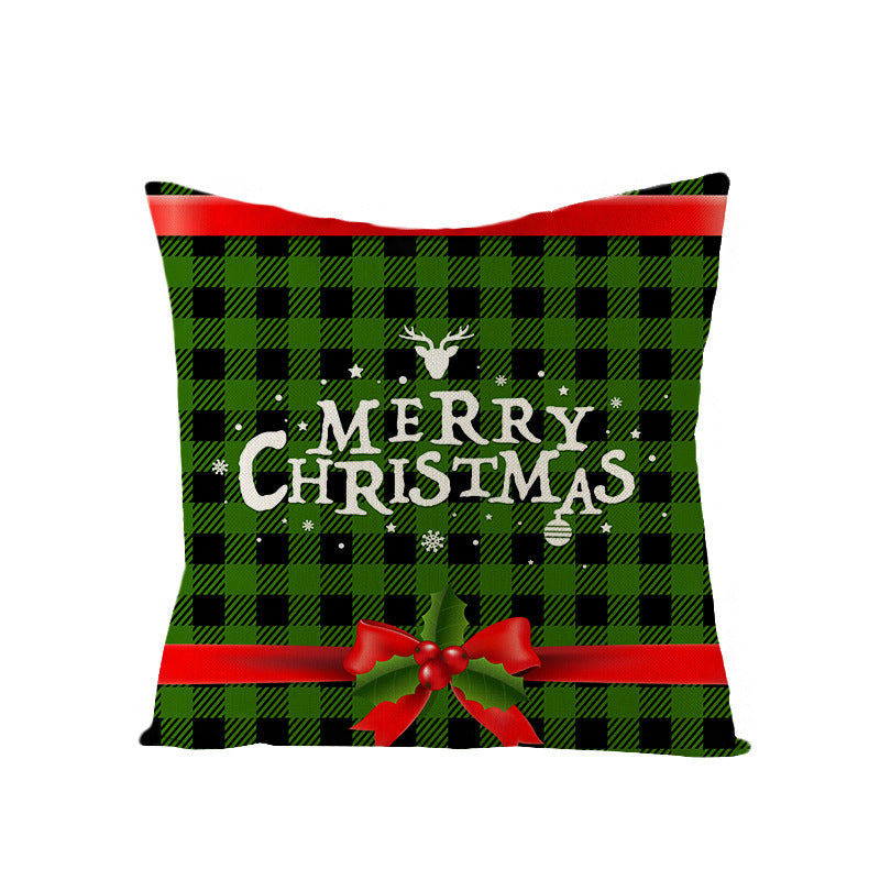HKM-795731 Nordic Style Green Series Linen Christmas Pillow Cover, 45x45cm, Various Patterns