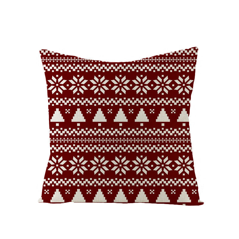 HKM-795731 Nordic Style Green Series Linen Christmas Pillow Cover, 45x45cm, Various Patterns