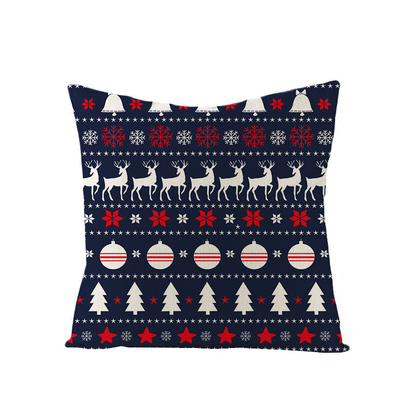 HKM-795731 Nordic Style Green Series Linen Christmas Pillow Cover, 45x45cm, Various Patterns
