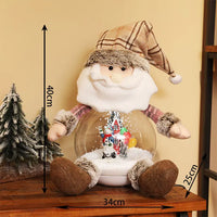 HKM-795859 Santa Claus Plush Toy with LED Lighting and Snow Scene Decoration for Holiday Festivities