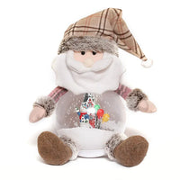 HKM-795859 Santa Claus Plush Toy with LED Lighting and Snow Scene Decoration for Holiday Festivities