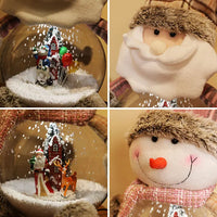 HKM-795859 Santa Claus Plush Toy with LED Lighting and Snow Scene Decoration for Holiday Festivities