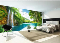 HKM-795987 3D Customizable Landscape Wallpaper for Living Room - Waterfall Scenery Background