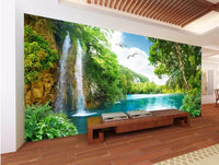 HKM-795987 3D Customizable Landscape Wallpaper for Living Room - Waterfall Scenery Background