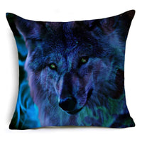 HKM-796115 Short Plush Wolf Design Pillowcase - 45x45cm American Countryside Style