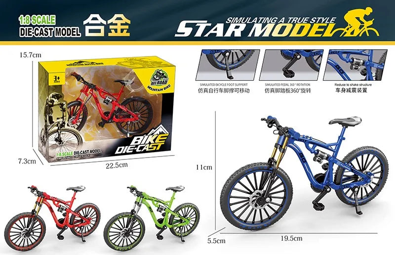 HKM-796243 1:8 Scale Die-Cast Mini Mountain Bike Model in Alloy - Unisex Toy for Ages 5 and Up