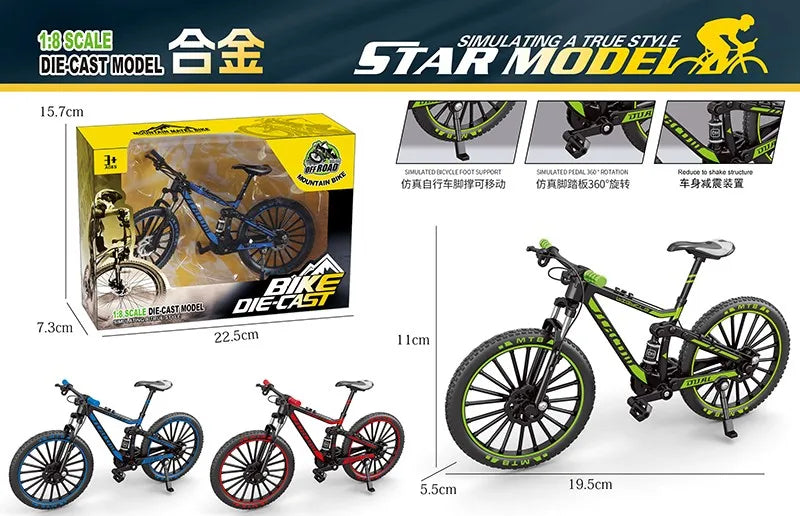 HKM-796243 1:8 Scale Die-Cast Mini Mountain Bike Model in Alloy - Unisex Toy for Ages 5 and Up