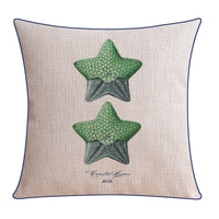 HKM-796243 Classical Seaweed Starfish Thick Cotton Linen Pillow Cover - Multiple Sizes Available