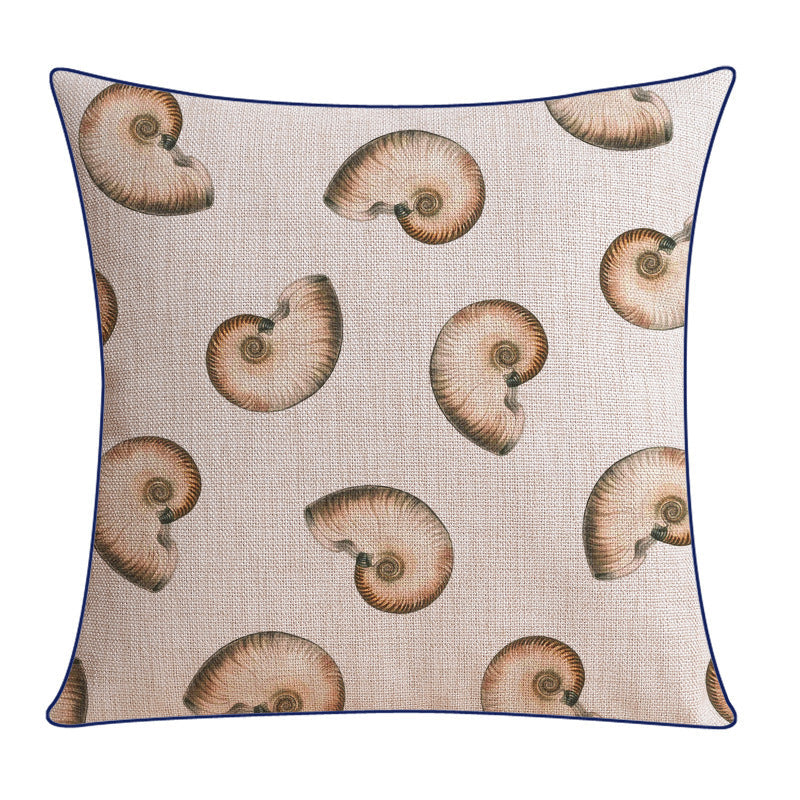 HKM-796243 Classical Seaweed Starfish Thick Cotton Linen Pillow Cover - Multiple Sizes Available