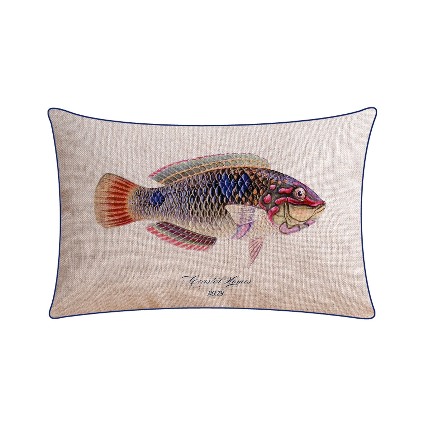 HKM-796243 Classical Seaweed Starfish Thick Cotton Linen Pillow Cover - Multiple Sizes Available