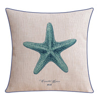 HKM-796243 Classical Seaweed Starfish Thick Cotton Linen Pillow Cover - Multiple Sizes Available