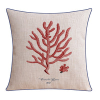HKM-796243 Classical Seaweed Starfish Thick Cotton Linen Pillow Cover - Multiple Sizes Available