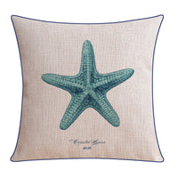 HKM-796243 Classical Seaweed Starfish Thick Cotton Linen Pillow Cover - Multiple Sizes Available