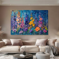 HKM-796371 Handcrafted Oil Painting Canvas Art with 3D Thick Floral Texture for Home Decoration