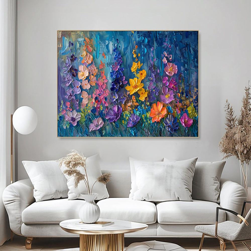 HKM-796371 Handcrafted Oil Painting Canvas Art with 3D Thick Floral Texture for Home Decoration