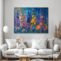 HKM-796371 Handcrafted Oil Painting Canvas Art with 3D Thick Floral Texture for Home Decoration