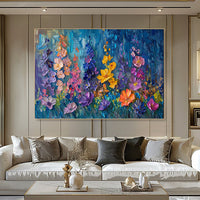 HKM-796371 Handcrafted Oil Painting Canvas Art with 3D Thick Floral Texture for Home Decoration