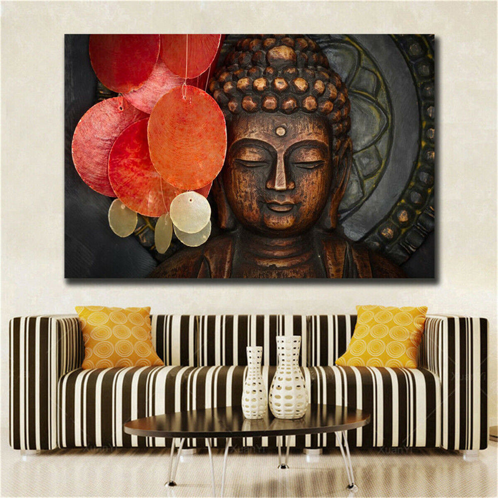 HKM-796435 Buddha Still Life Inkjet Canvas Art for Living Room and Bedroom Decor, Modern Simple Design 40X60CM, 50X70CM, 60X80CM