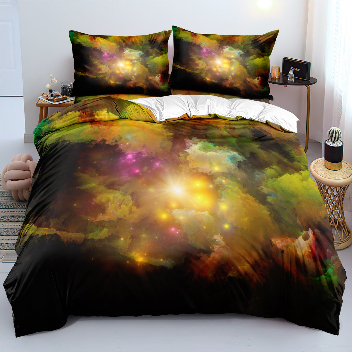 HKM-796435 Cartoon Anime Digital Printed Three-Piece Bedding Set in Yellow