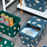 HKM-796435 Pet Food Storage Bucket with Stickers - 13L Capacity in Cardamom Green or Ocean Blue