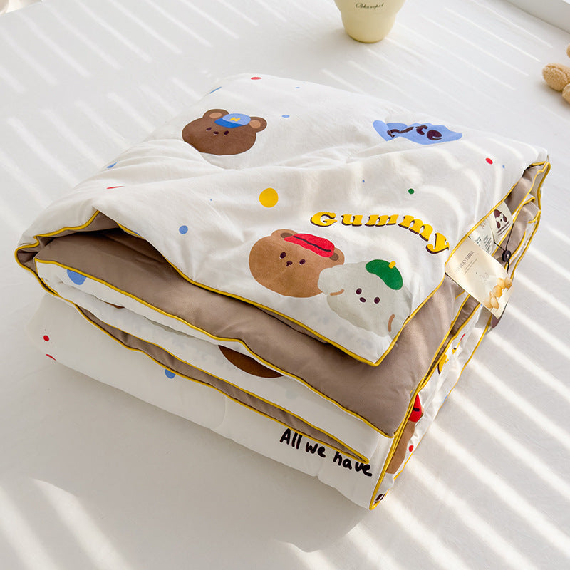 HKM-796435 Washed Cotton Double-layer Summer Quilt with Soybean Fiber Filling, 3 Sizes Available