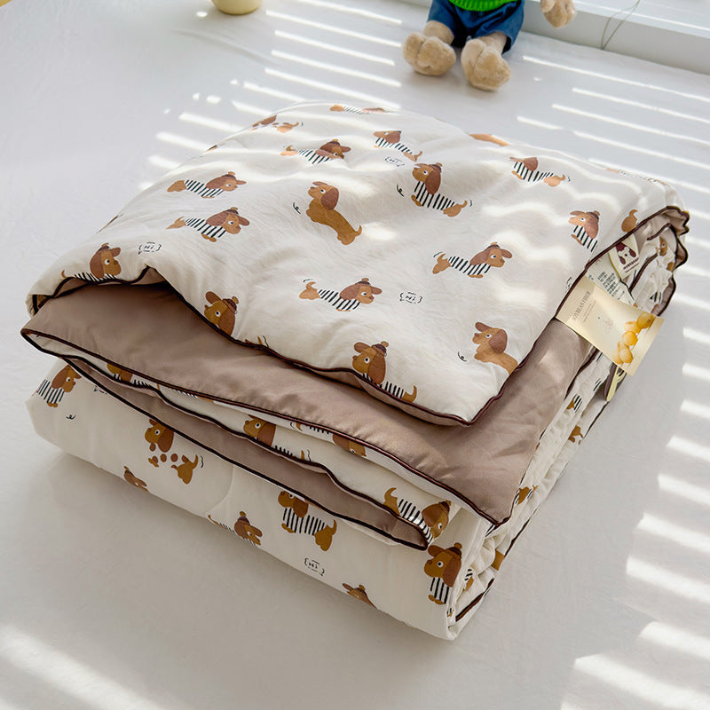 HKM-796435 Washed Cotton Double-layer Summer Quilt with Soybean Fiber Filling, 3 Sizes Available