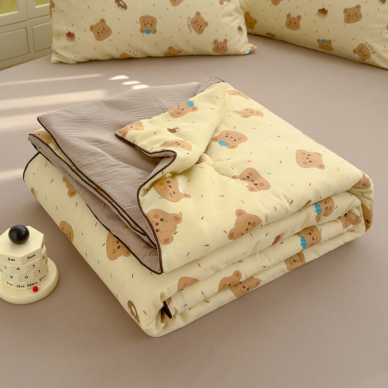 HKM-796435 Washed Cotton Double-layer Summer Quilt with Soybean Fiber Filling, 3 Sizes Available
