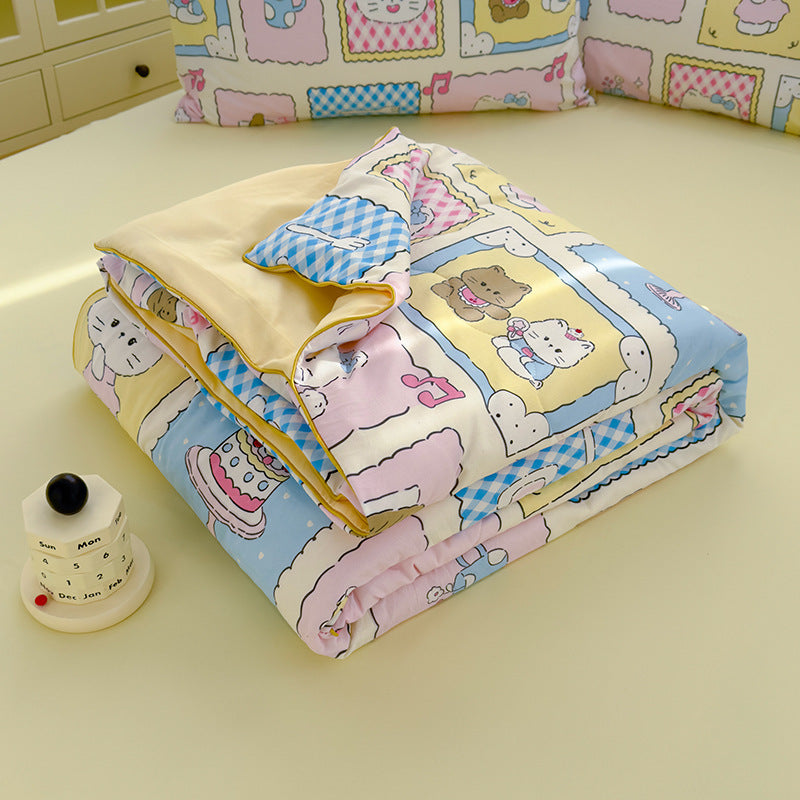 HKM-796435 Washed Cotton Double-layer Summer Quilt with Soybean Fiber Filling, 3 Sizes Available