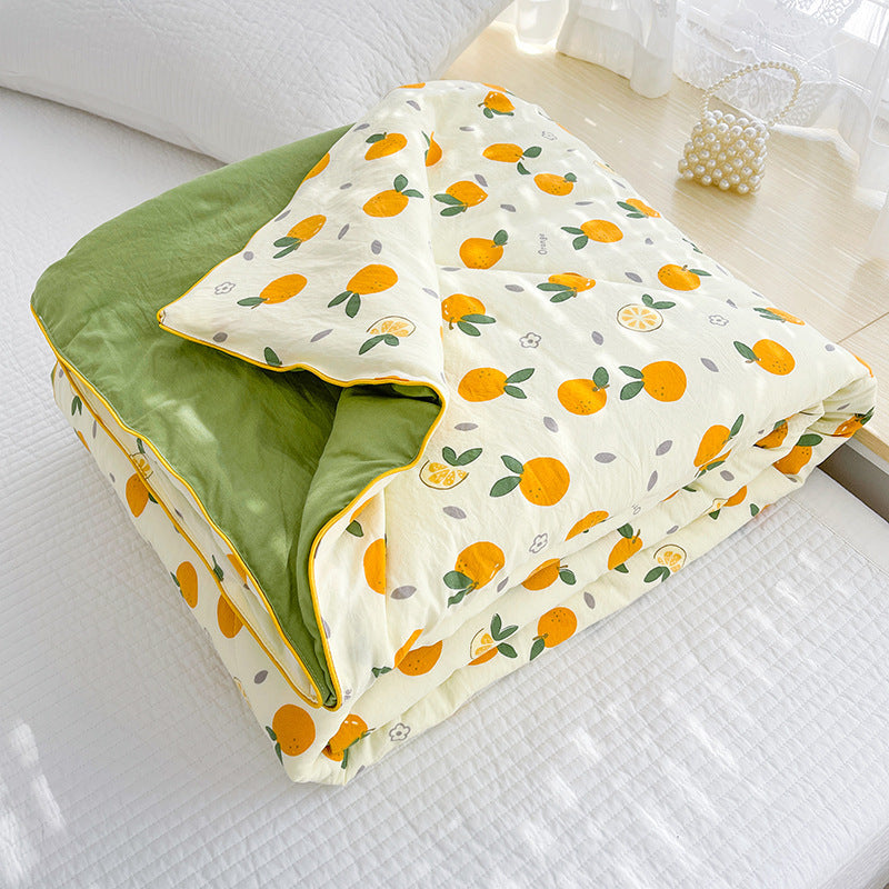 HKM-796435 Washed Cotton Double-layer Summer Quilt with Soybean Fiber Filling, 3 Sizes Available