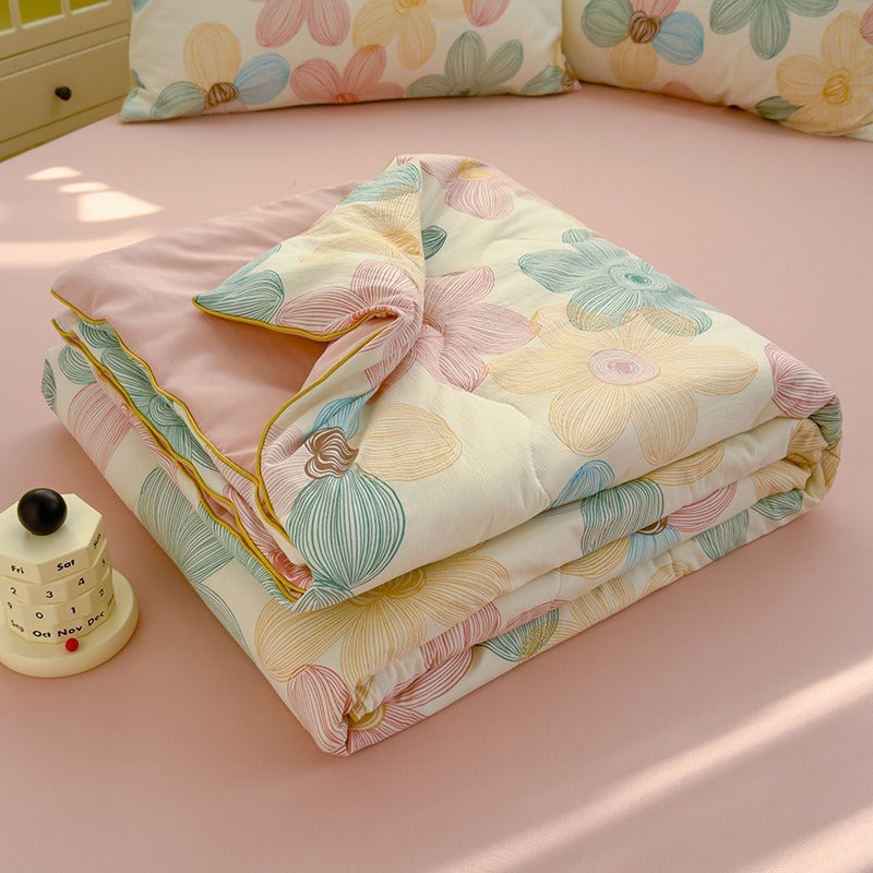 HKM-796435 Washed Cotton Double-layer Summer Quilt with Soybean Fiber Filling, 3 Sizes Available