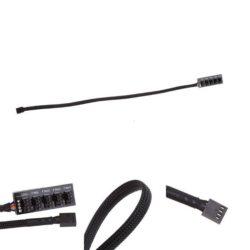 HKM-796627 4-Pin TX4 PWM CPU Fan Hub Splitter for Up to 5 Fans with Cable Management