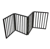 HKM-796627 Pet Gate for Doorways - Lightweight, Foldable Barrier in Dark Brown Wood