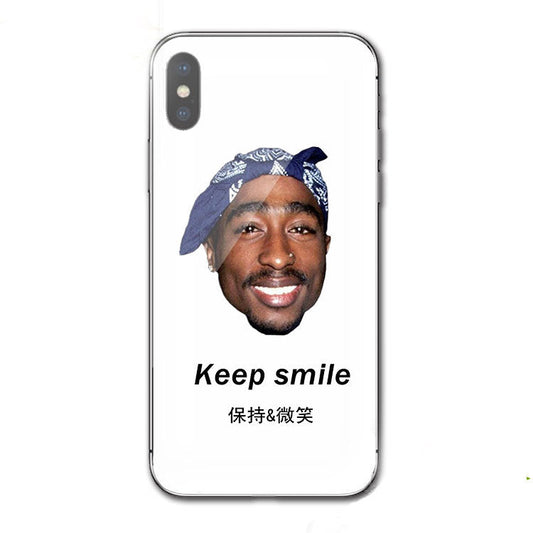 HKM-796691 2Pac Inspired Hip Hop Silicone Phone Case for Samsung - Reinforced Corners, Camera Protection