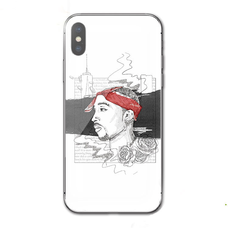 HKM-796691 2Pac Inspired Hip Hop Silicone Phone Case for Samsung - Reinforced Corners, Camera Protection