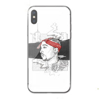 HKM-796691 2Pac Inspired Hip Hop Silicone Phone Case for Samsung - Reinforced Corners, Camera Protection
