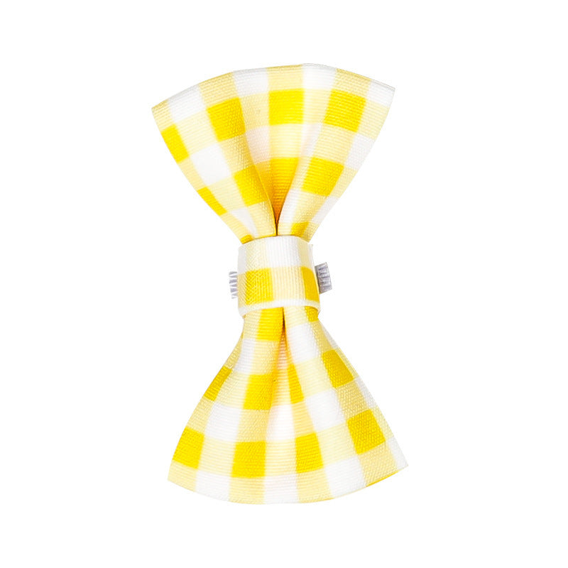 HKM-796691 Cute Plaid Saliva Towel Bib with Lace for Pets - Yellow, Red, Blue Options