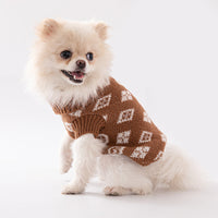 HKM-797011 High-Neck Wool Dog Sweater for Small and Medium Dogs - Cozy Summer Apparel in Dark Brown, Coral, and Dark Gray
