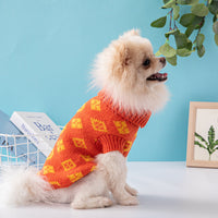 HKM-797011 High-Neck Wool Dog Sweater for Small and Medium Dogs - Cozy Summer Apparel in Dark Brown, Coral, and Dark Gray