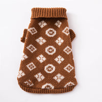 HKM-797011 High-Neck Wool Dog Sweater for Small and Medium Dogs - Cozy Summer Apparel in Dark Brown, Coral, and Dark Gray