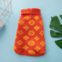 HKM-797011 High-Neck Wool Dog Sweater for Small and Medium Dogs - Cozy Summer Apparel in Dark Brown, Coral, and Dark Gray