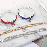 HKM-797139 Three-row Stretch Pet Rhinestone Necklace Cat Dog Collar