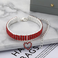 HKM-797139 Three-row Stretch Pet Rhinestone Necklace Cat Dog Collar