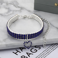 HKM-797139 Three-row Stretch Pet Rhinestone Necklace Cat Dog Collar
