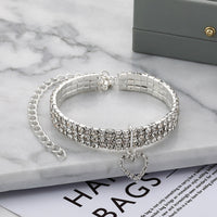 HKM-797139 Three-row Stretch Pet Rhinestone Necklace Cat Dog Collar