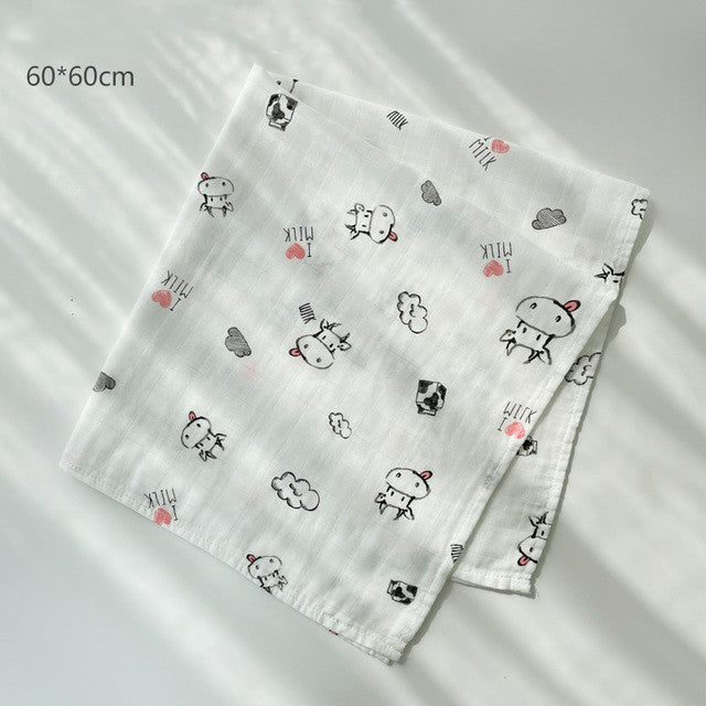 HKM-797267 Cotton Gauze Baby Quilt - Soft 60x60cm Wrap in Multiple Colors
